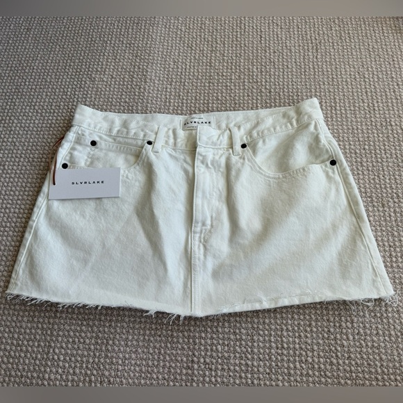 NWT SLVRLAKE Micro Mini Cut Off Skirt in Off White size 30 - Picture 4 of 12